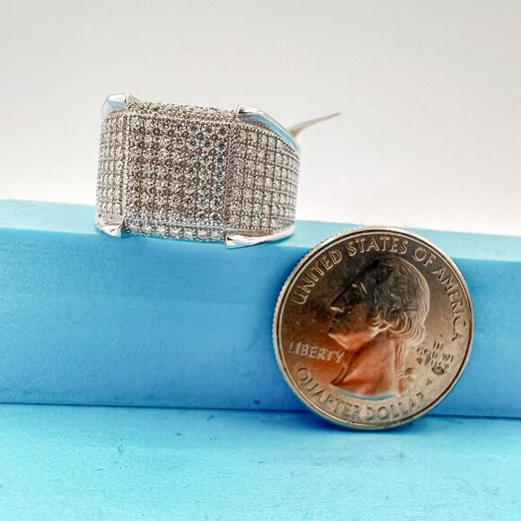 925 Sterling Sliver Moissanite Square Ring, 2.00ctw VVS Stones Hip Hop Jewelry B - Picture 7 of 7